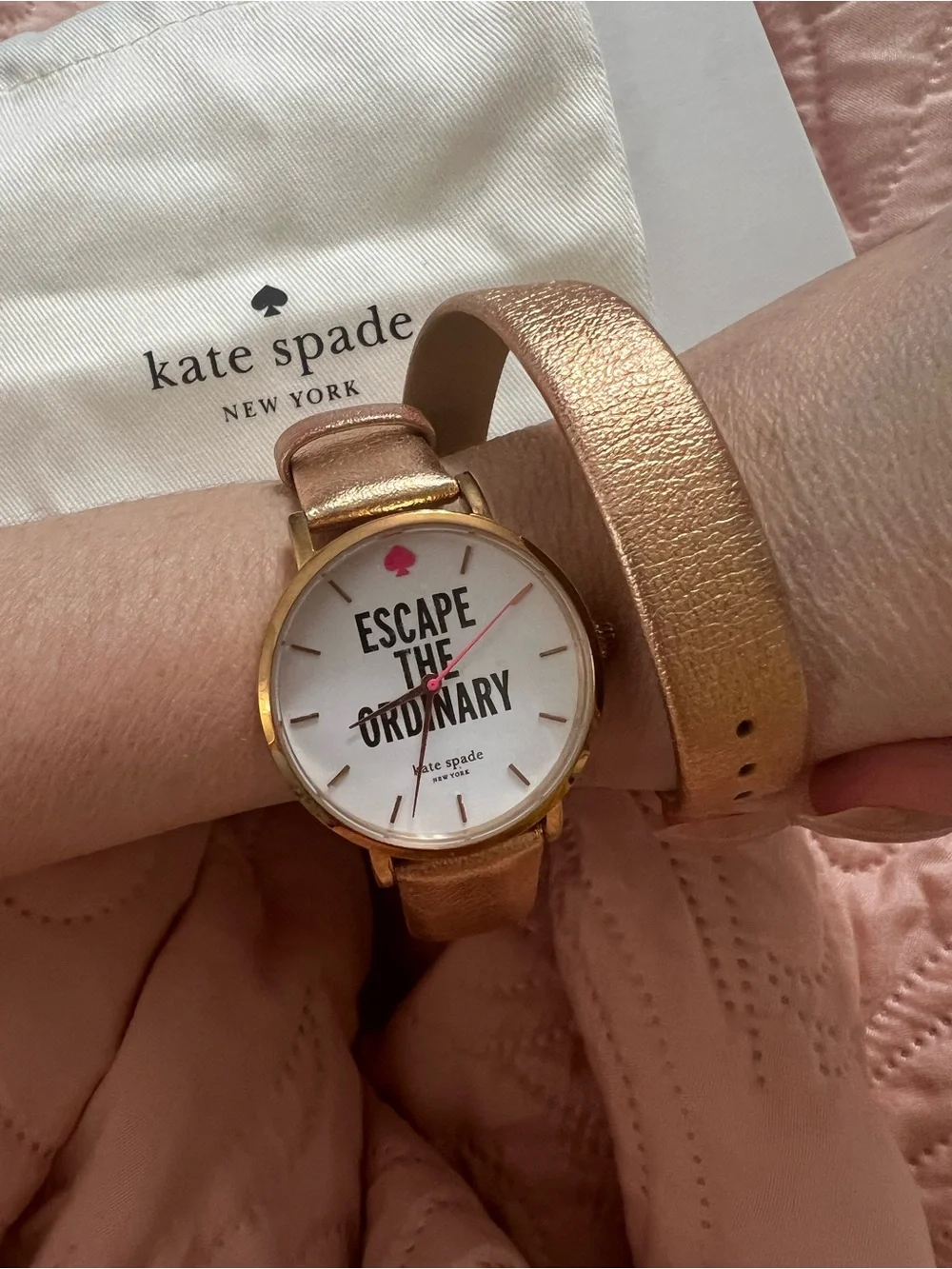Kate Spade New York Women's Rose Gold Leather Band Watch 1YRU0301 Needs Battery